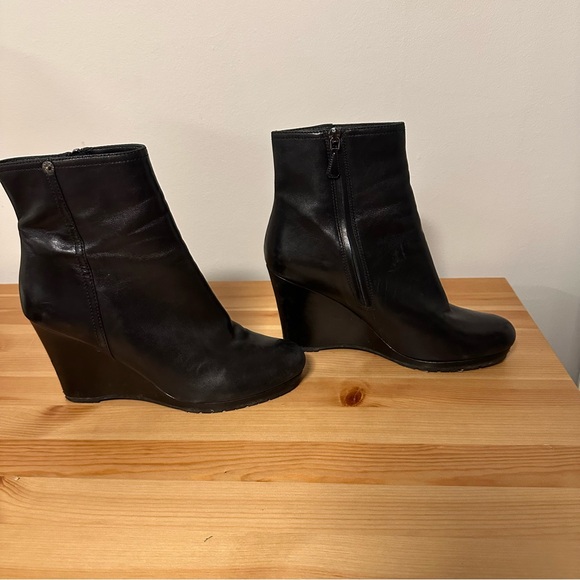 Prada Black Leather Wedge Booties as 9 / EU 40 - Picture 3 of 8